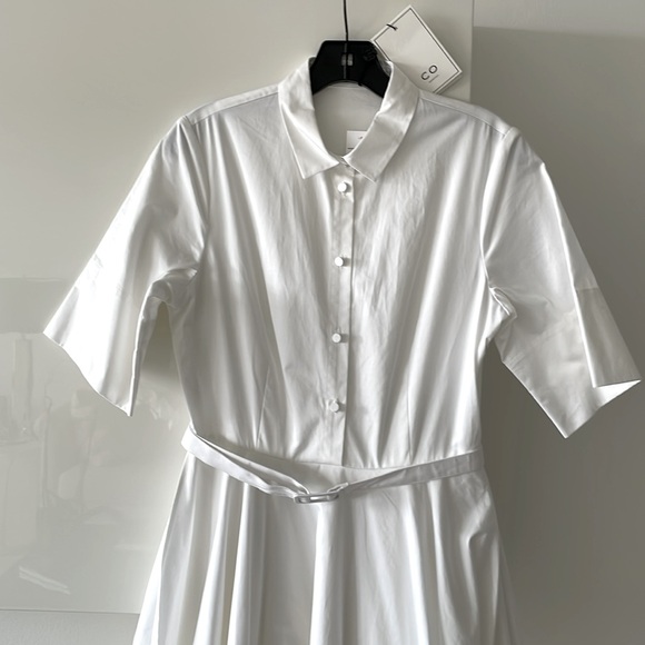 SALE! CO White Cotton Flared Shirtdress - Picture 6 of 16